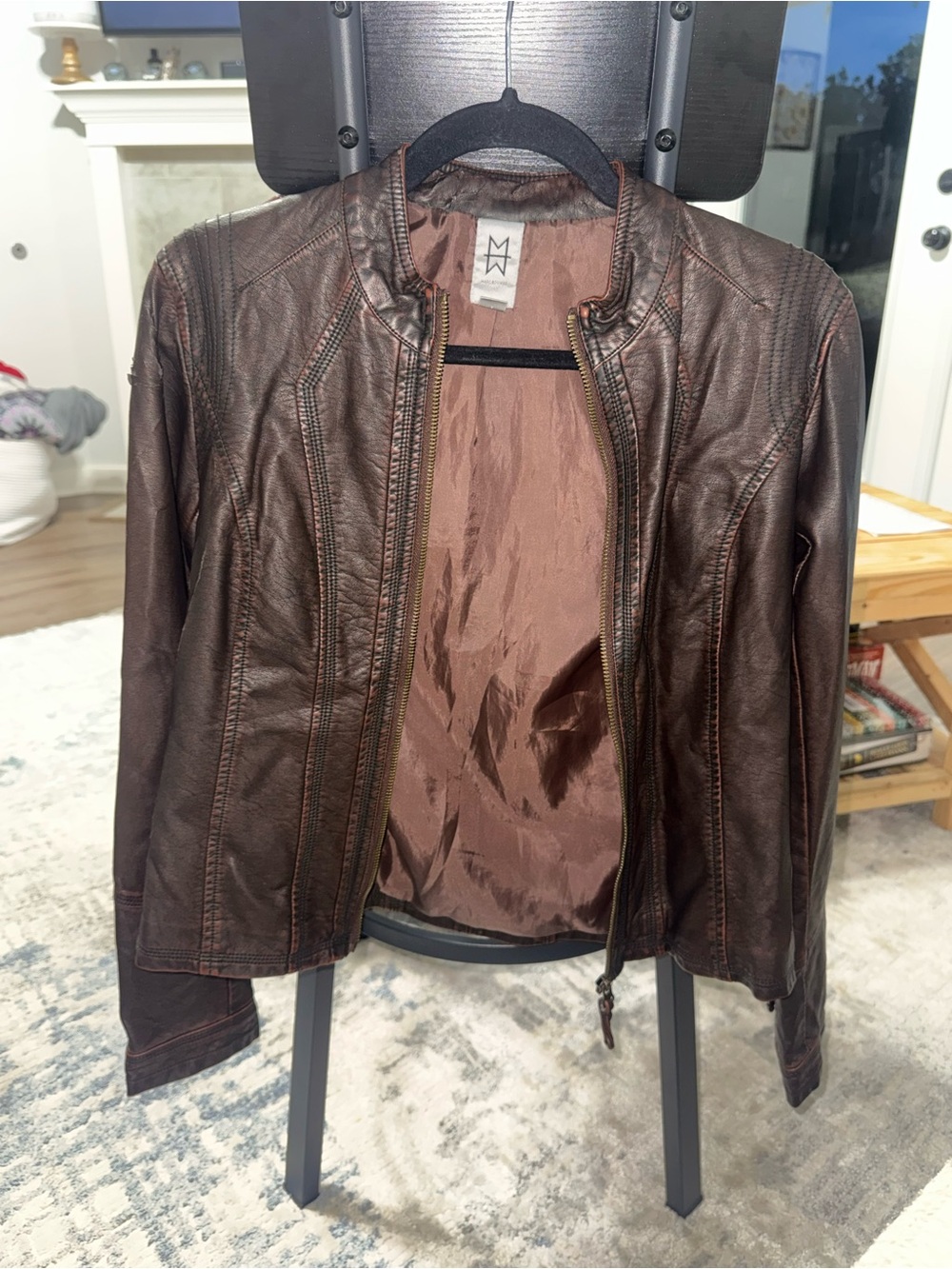Marc Bouwer Brown Leather Zip-Front Jacket